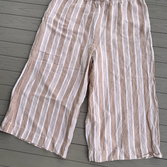 Madewell Womens Flowy Pants Tan White Stripe Linen Blend Pockets Plus XXL - Picture 5 of 6